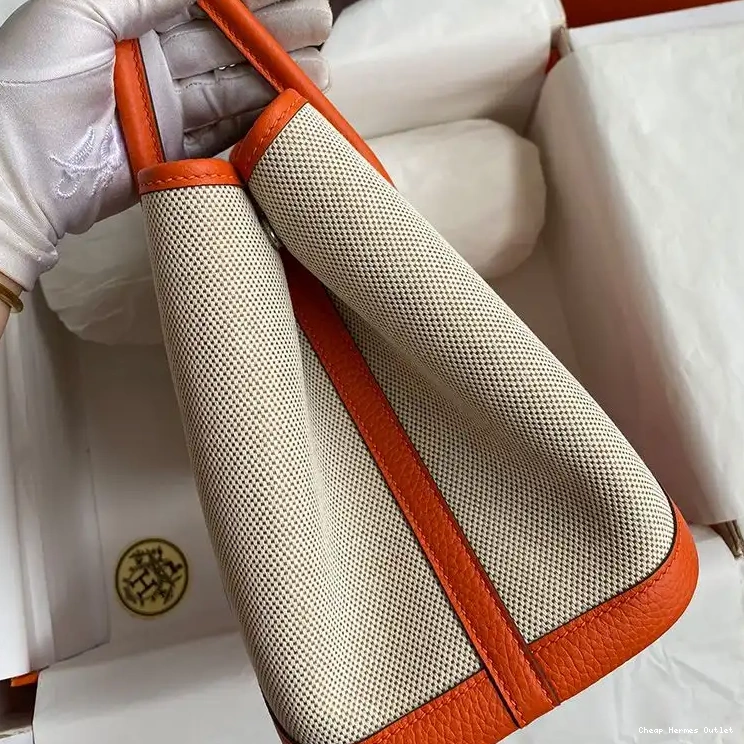 Affordable Orange Hardware Hermes Canvas Palladium In Party Garden Bag 0506
